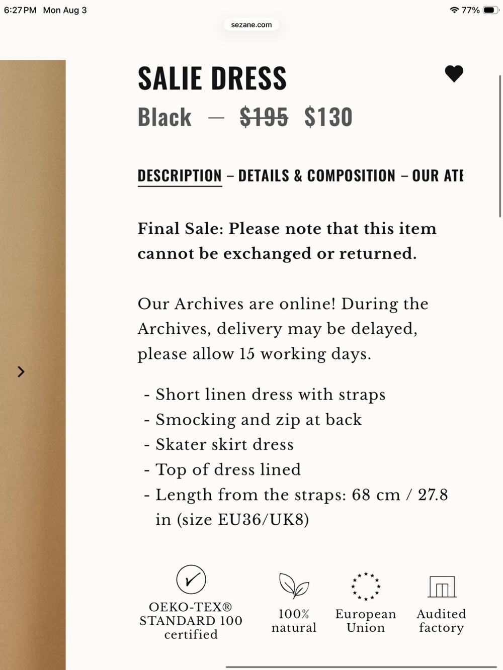 NWT Sézane Salie Black Square-Neck Fit & Flare Mini Dress - Picture 14 of 15